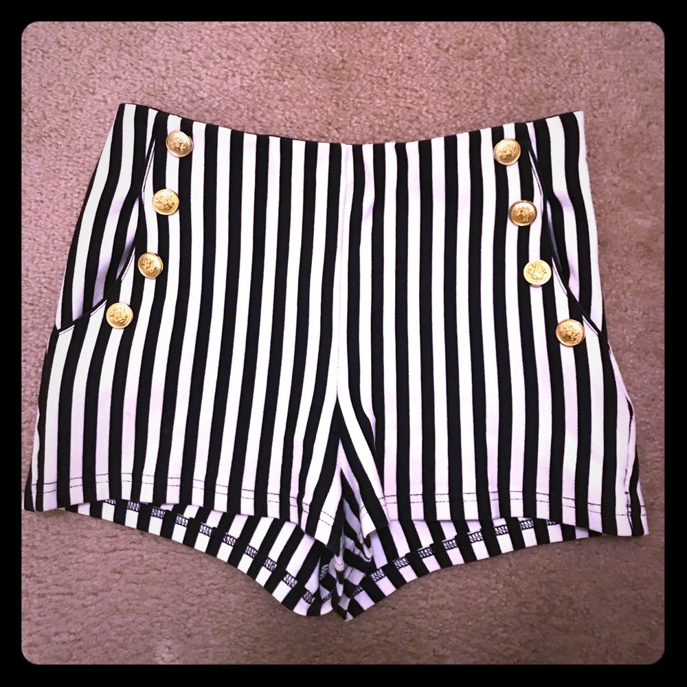 Black and White Striped Sailor Shorts